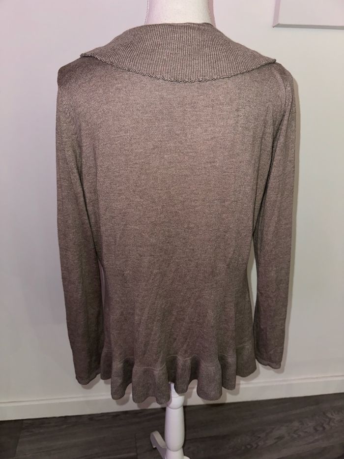 Cardigan en alpaga col cascade et perles beige taupe Your sixth sense T42/44 XL/XXL - photo numéro 7