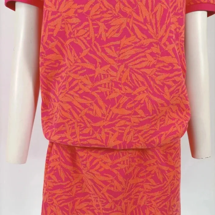 Ensemble Tee-shirt + jupe rose/orange à motif feuillage - Taille M - A309 - photo numéro 10