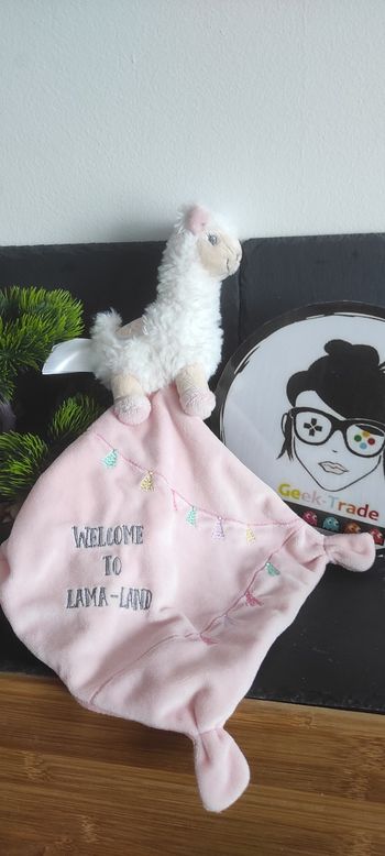 Doudou Lama blanc mouchoir rose Welcome to lama-land tex baby Fanion Vert Jaune