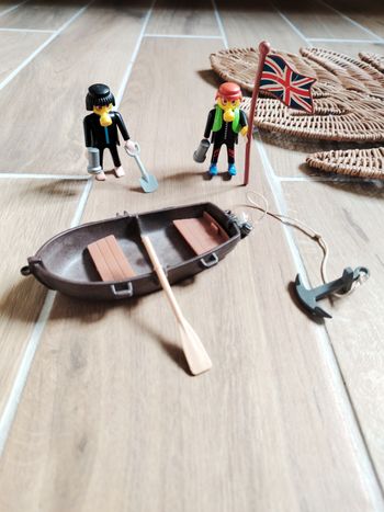 🐟Playmobil lot figurines personnages plongeurs barque avec ancre en metal