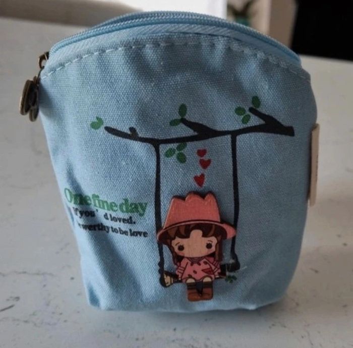 Porte monnaie fille bleu ciel avec fermeture éclair - photo numéro 5