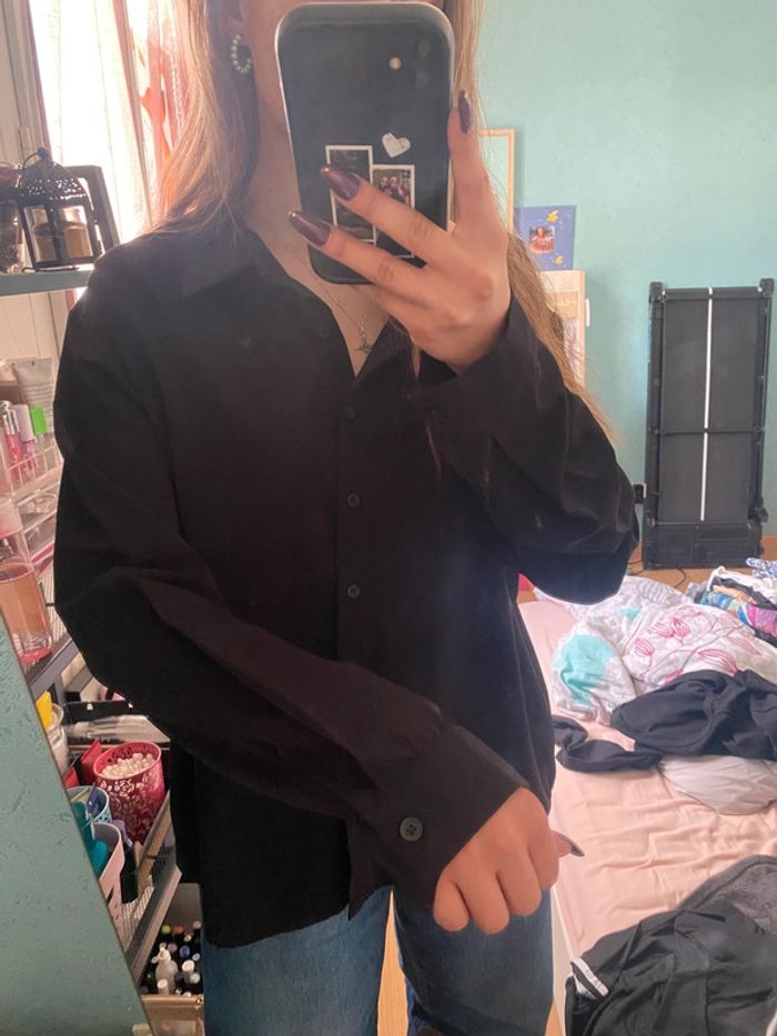 chemise over size noire Shein taille L - photo numéro 2
