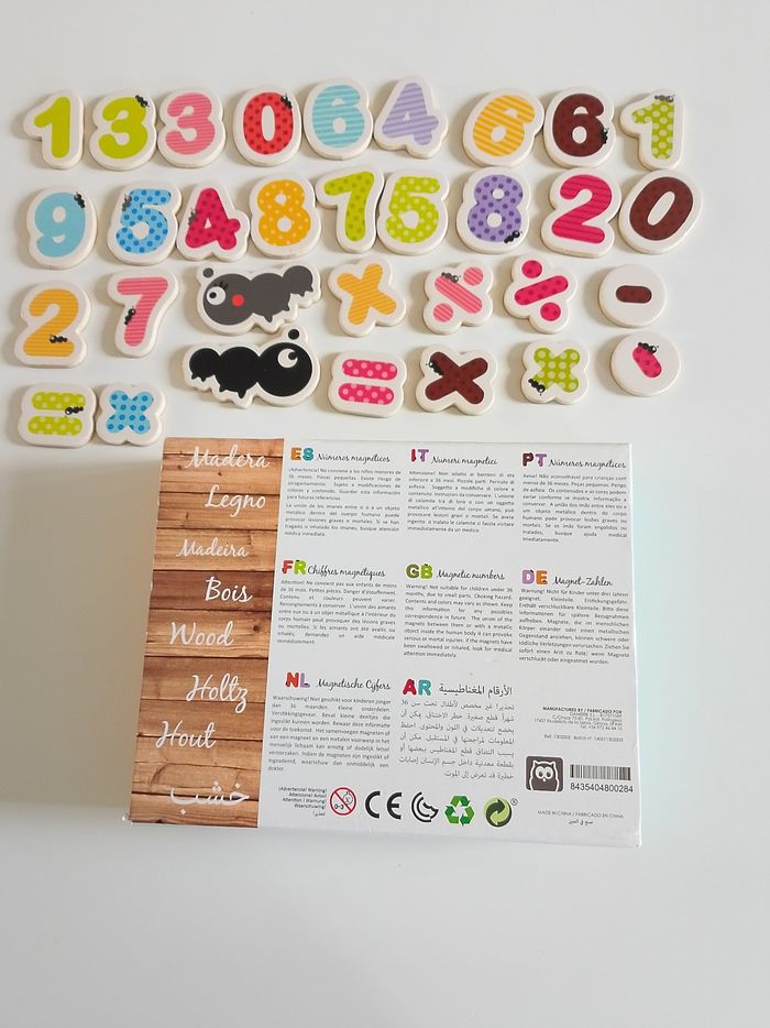 Chiffres magnétiques en bois - photo numéro 2