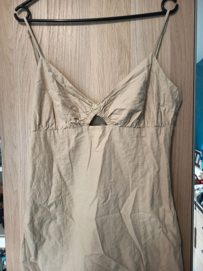 Robe beige marron Bershka - Taille L 40 - photo numéro 3