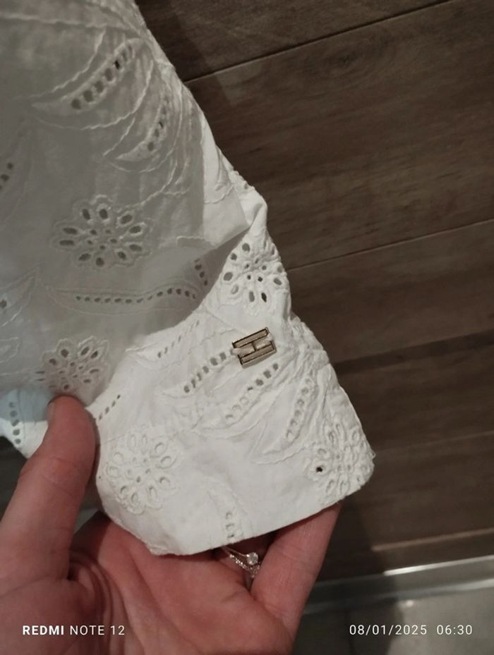 Robe longue Tommy Hilfiger blanc ajouré ceinture T36 - photo numéro 5