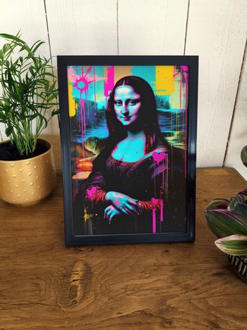 Poster Affiche A4 (21 × 29,7 cm) pop art fluo – Déco murale inspirée d’art classique