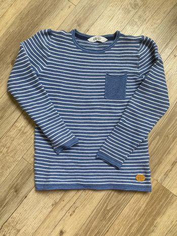 Pull rayé bleu et blanc H&m 8/10 ans garçon