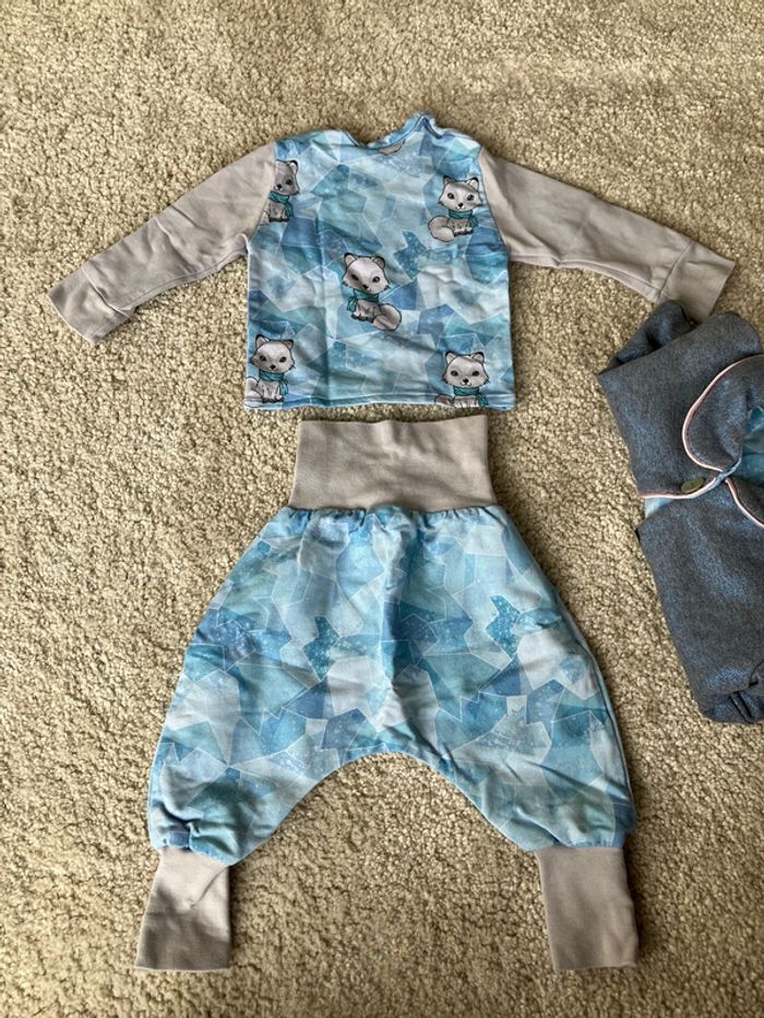 Ensemble assorti 3 pièces bleu chat et paillettes fille - 6 mois