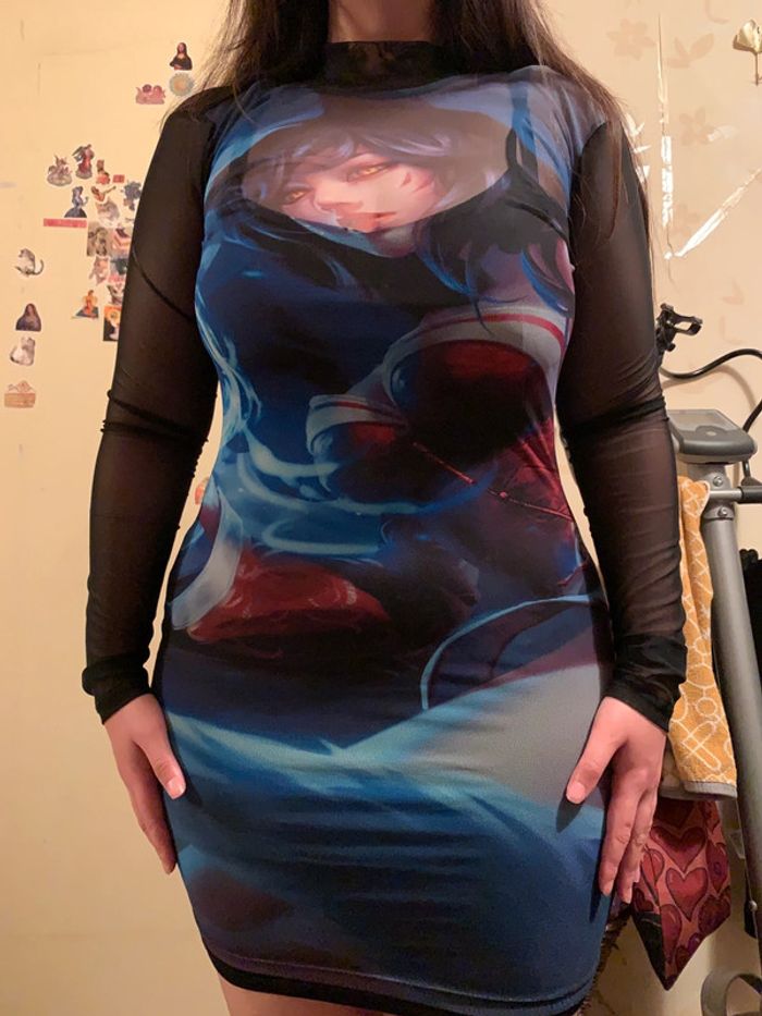Robe fourreau Ahri noir et bleu taille M