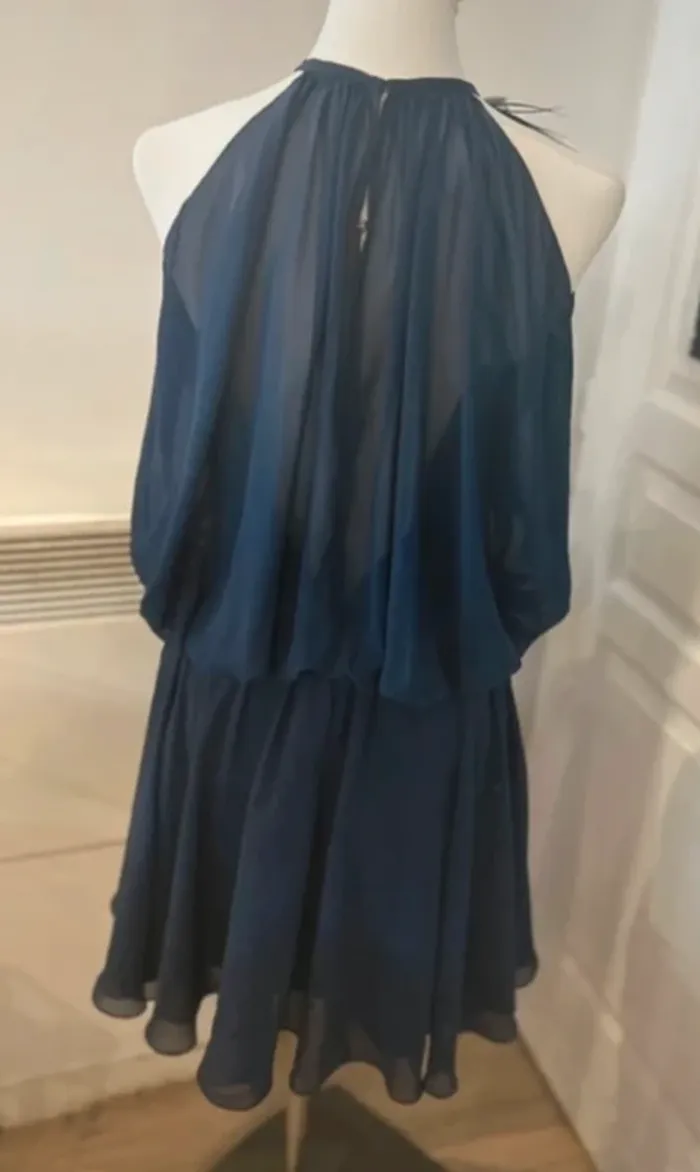 Mademoiselle amour, robe cérémonie habillée chic voile bleu taille 36 - photo numéro 2