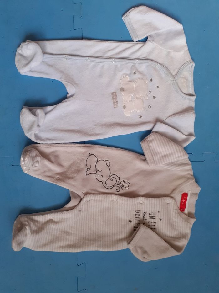 Lot de 2 pyjamas velours 1mois