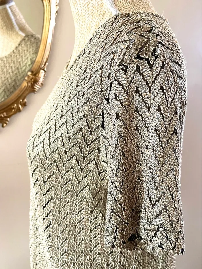 Sublime Top à Manches Courtes - Maille Effet Chevron Vintage - photo numéro 5