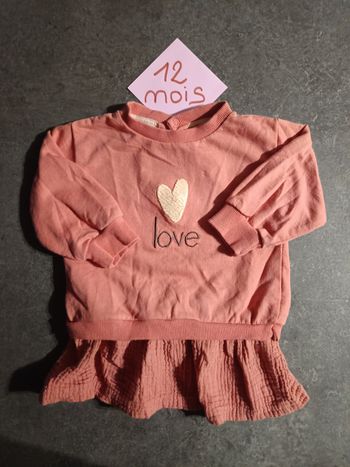 Robe bi matière love 12 mois