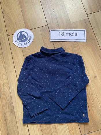 T shirt col roulé bleu marine 18 mois