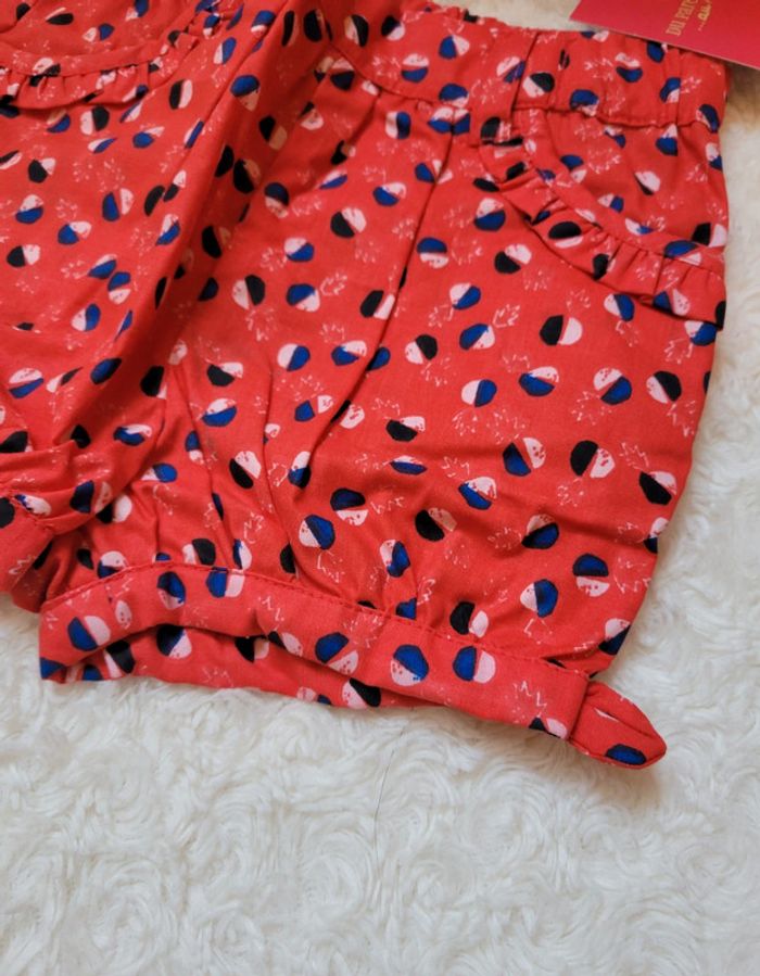 Joli short rouge fille 9 mois - photo numéro 3