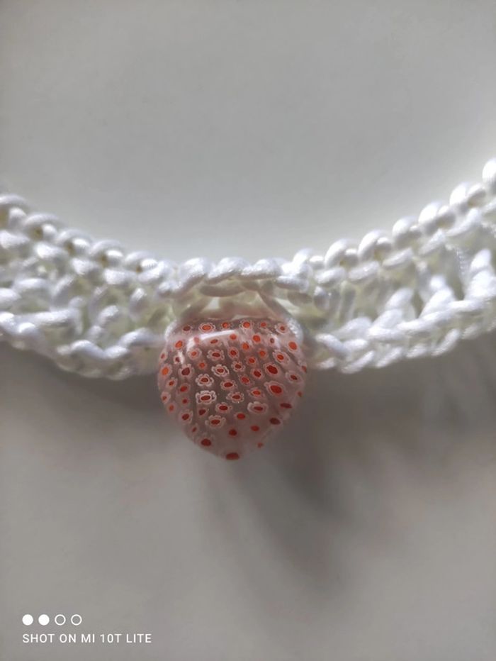 Collier crocheté blanc - photo numéro 2