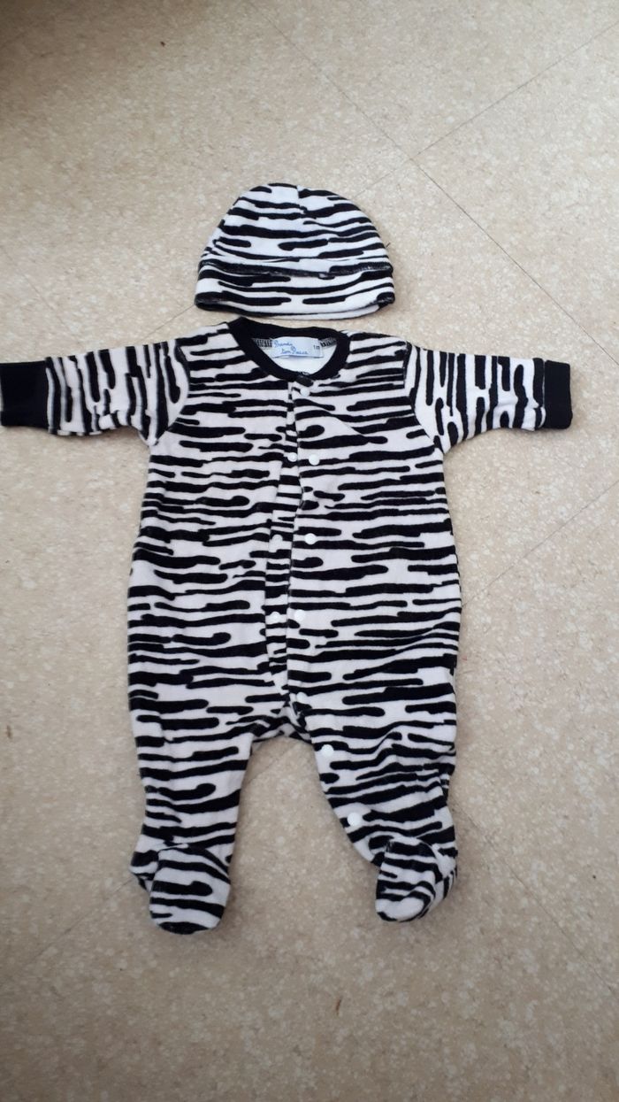 Grenouillère + bonnet 1 mois