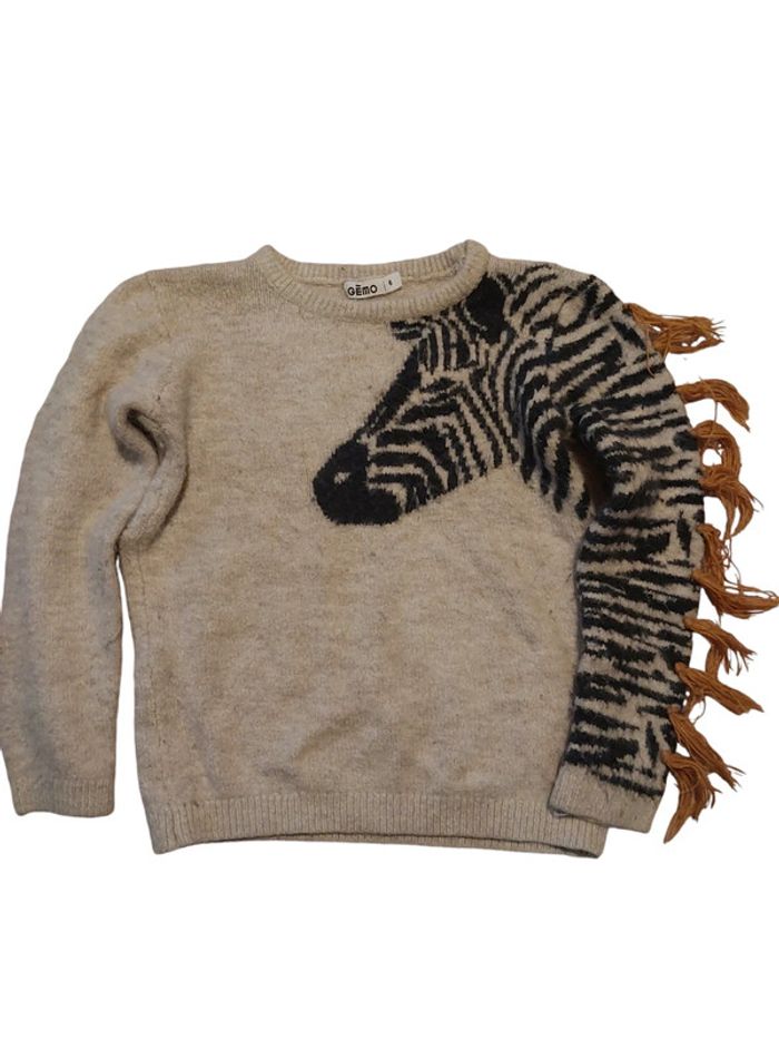 Pull d'hiver motif zèbre taille 6ans