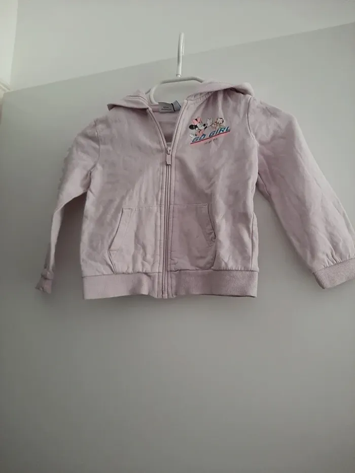 Gilet zippé à capuche Minnie Disney 4 ans rose pâle