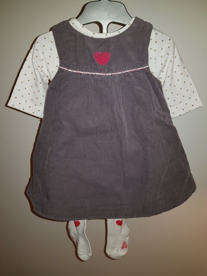 Ensemble 3 pieces Obaibi : robe, t-shirt et collant 3 mois