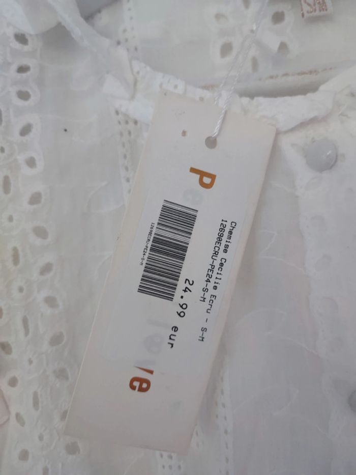 Chemise manches 3/4 broderie blanche - photo numéro 4
