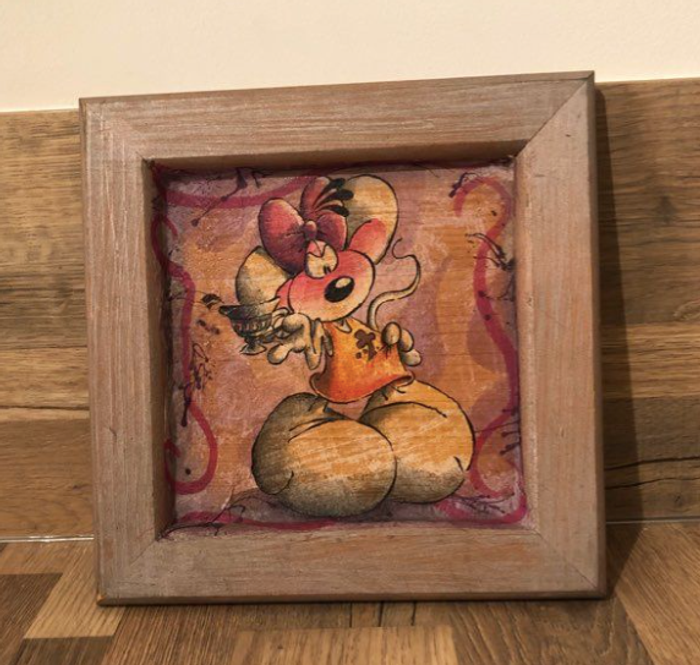 Tableau carré Diddl fait main