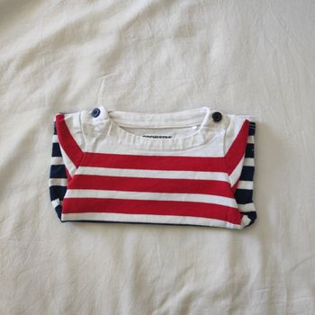 T-shirt bébé manches longues 3 mois Orchestra marinière rouge bleu