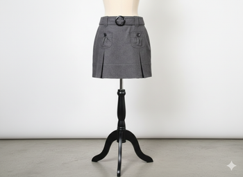 Jupe grise avec ceinture Longueur 42 cm Taille 38 Cache cache Neuve