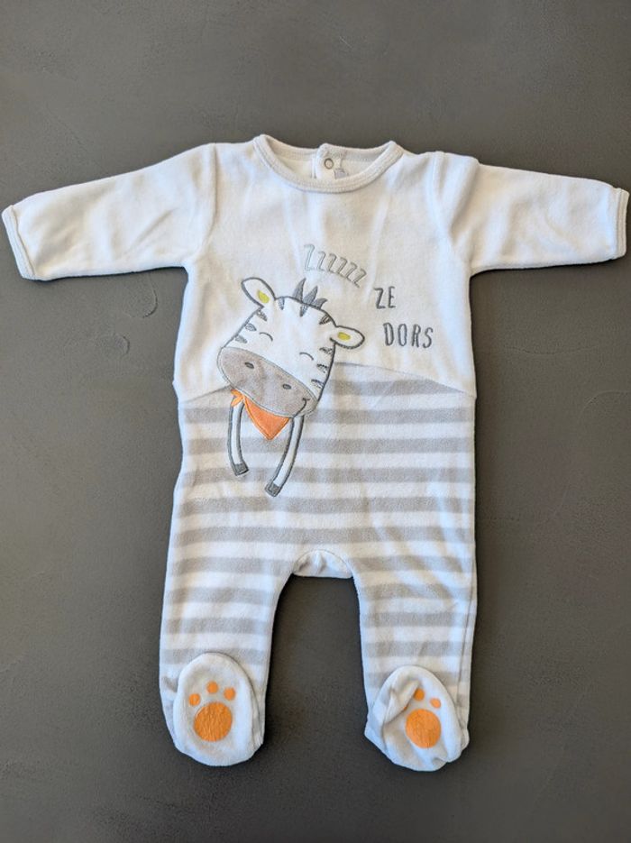Lot de 2 pyjamas velours Gemo - Taille : 3 Mois - photo numéro 2