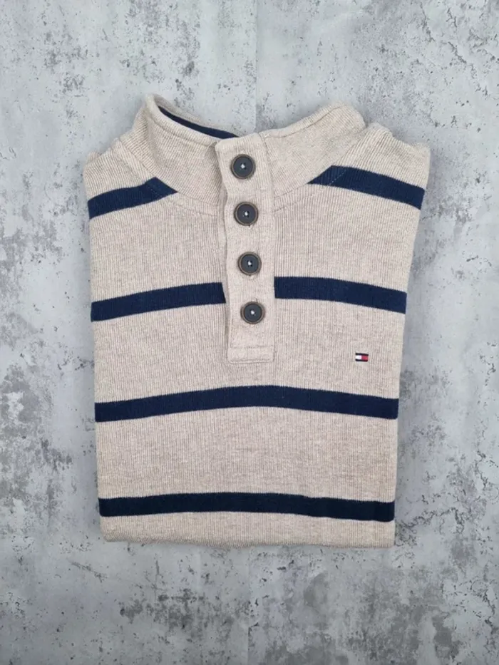 Pull rayé col montant boutonné Tommy Hilfiger XXL Hommes - photo numéro 2