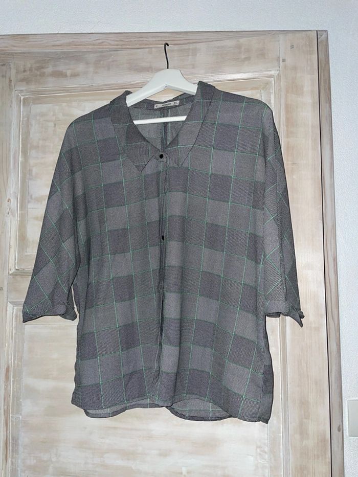 Chemisier gris à carreaux Mango