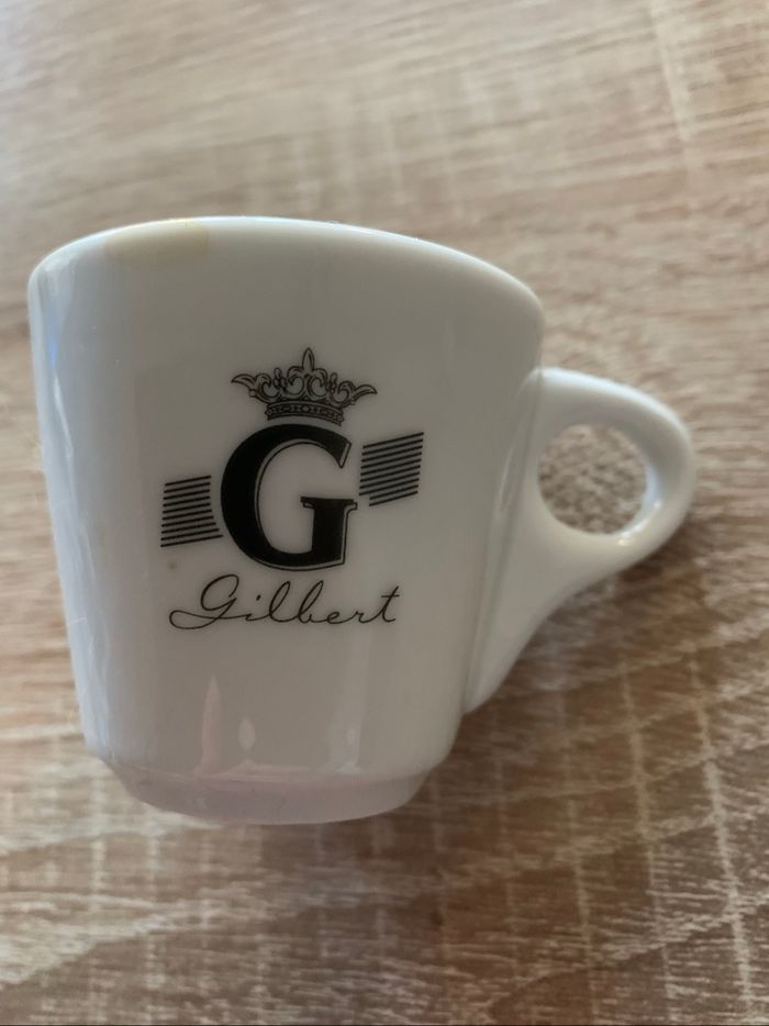 6 tasses à café de bistrot publicitaire Gilbert en porcelaine - photo numéro 2