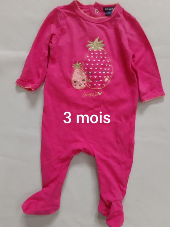 Pyjama léger coton fuschia fille - ananas - Kiabi - 3 mois