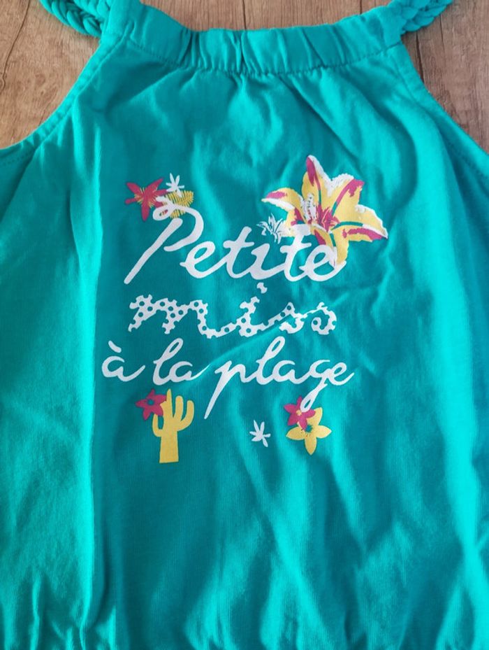Petite robe bretelles fille verte taille 4 ans Petite Miss à la plage Gémo - photo numéro 4