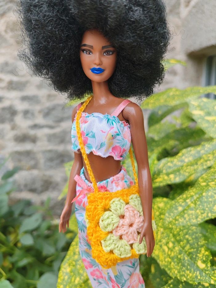 Sac granny square vert clair pour poupée barbie