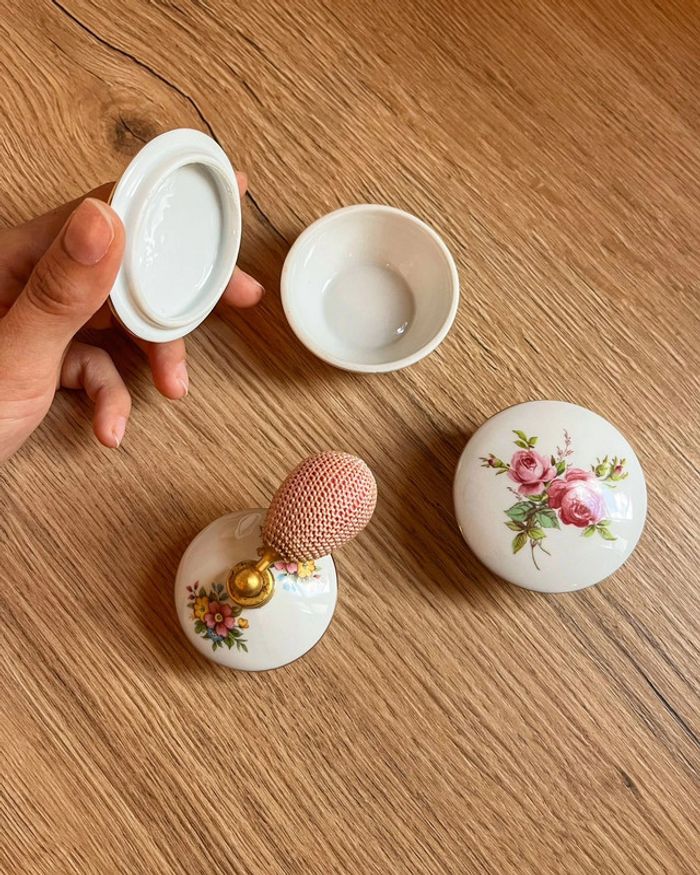 Porcelaine - Parfum - soucoupe - flacon - porcelaine - vintage - Germany - Bavaria - fleur - photo numéro 3