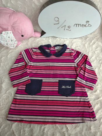 Robe manches longues rayée Fille 9/12 mois Little Marcel