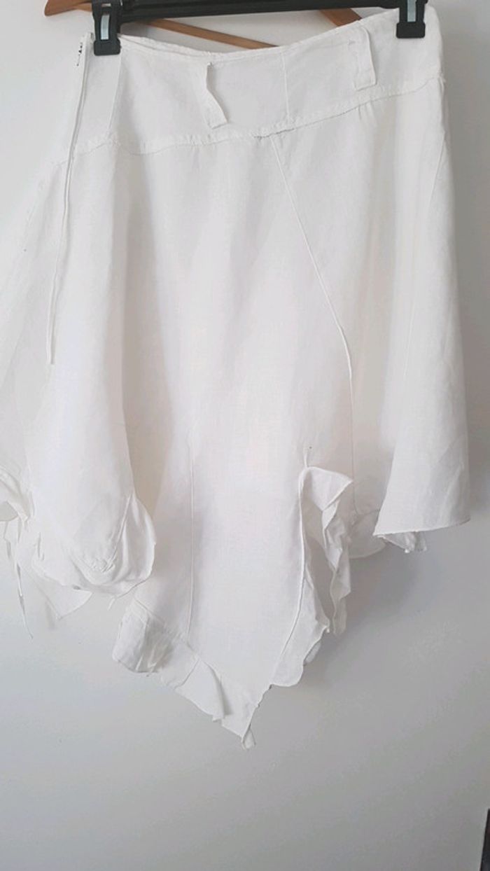 Jupe blanc crème taille M 100% Lin - photo numéro 2