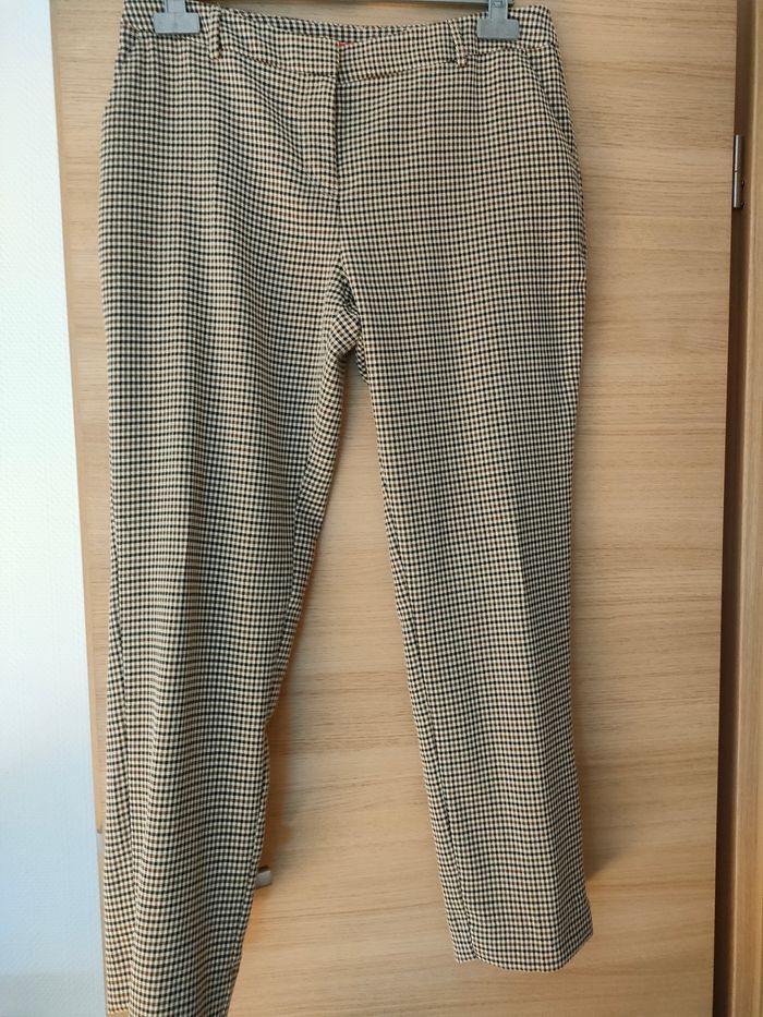 Pantalon cigarette petits carreaux