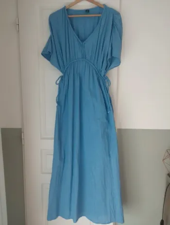 Robe longue en lin bleue Kiabi S