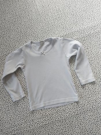 Haut blanc manches longues fille – Tissaia – Taille 2/3 ans