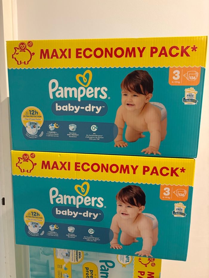 2 maxi économy pack Pampers baby-dry taille 3