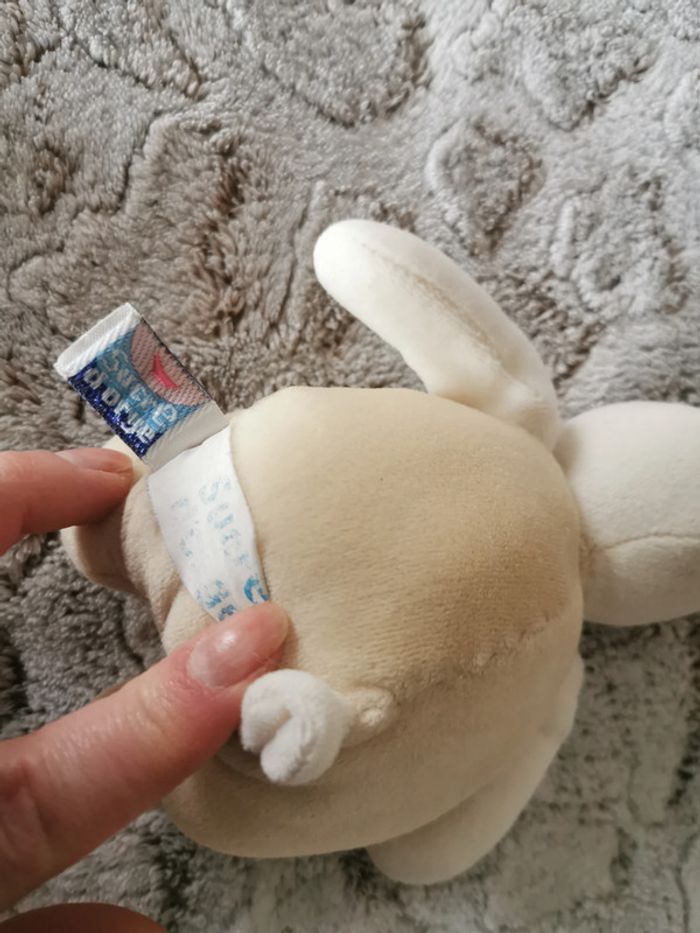 Doudou lapin beige grelot Sucre d'orge - photo numéro 4