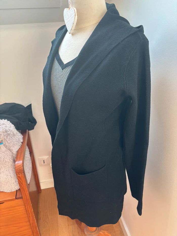 Long gilet noir à capuche - T40/42 - photo numéro 4