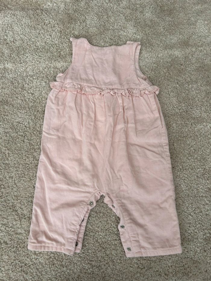 Joli salopette / combinaison sans manche en velours rose pale - boutchou - 9 mois - photo numéro 3