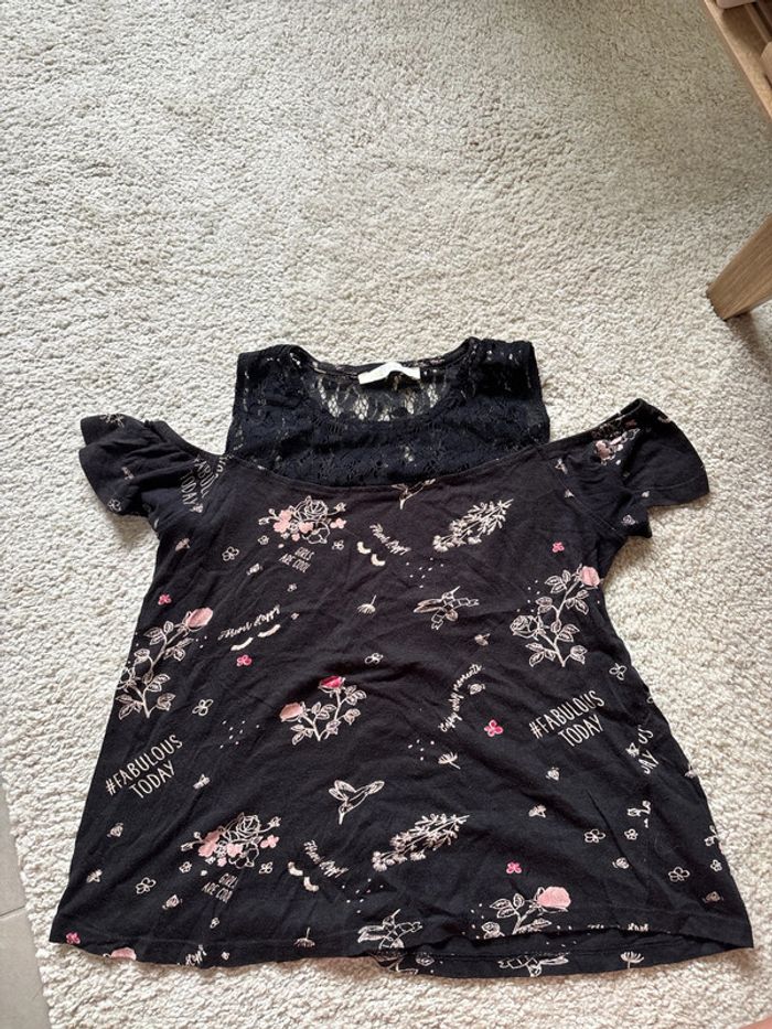 t-shirt noir à motifs gemo taille 12 ans