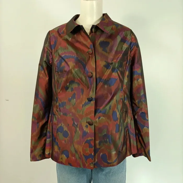 Veste vintage satinée imprimée abstrait - Taille 38/40 - A115 - photo numéro 8