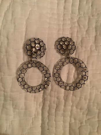 Boucles d’oreilles styliste clips résine et strass vintage années 80