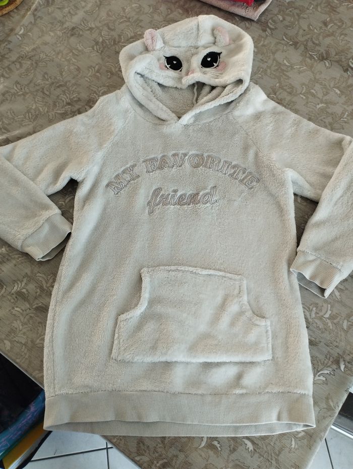 Pull long polaire chat H&M 6/8 ans fille