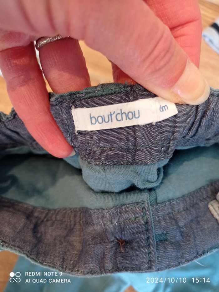 Ensemble chino vert+ 2 chemises jean + pull marinière 6 mois - photo numéro 9